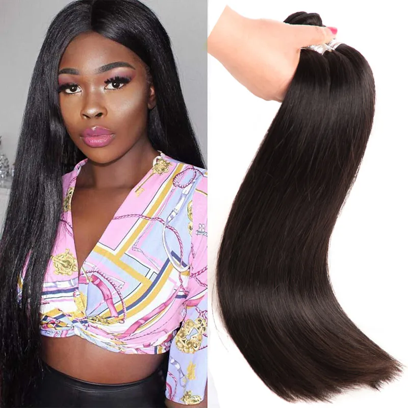 Peruansk mänskligt hår 3 bitar/parti 30-40 tum Remy Virgin Hair Weaves Straight Natural Color Hiair Products Dubbel wefts