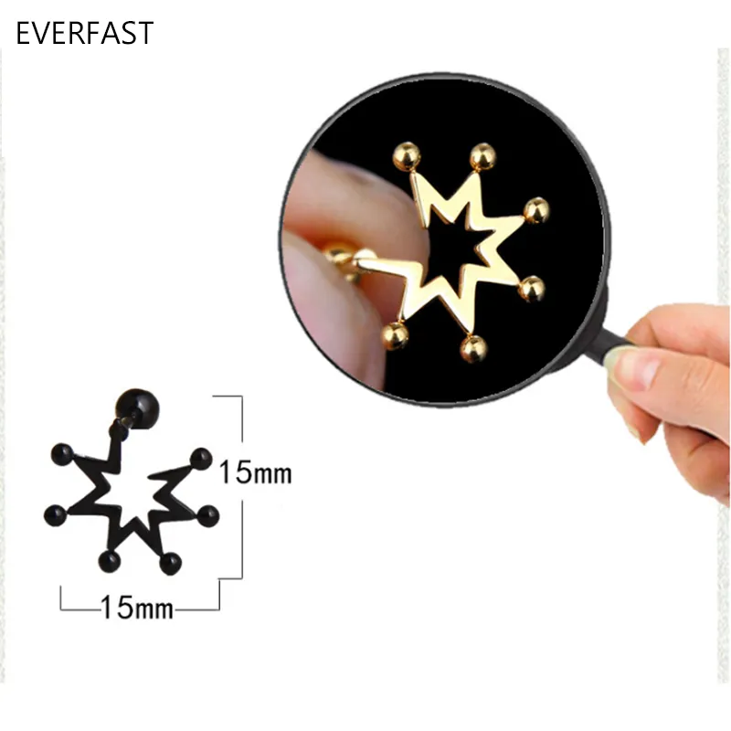 Wholesale not pairAnti- allergy Titanium Steel Retro Five-pointed Star Ear Stud Stainless Steel Jewelry Earrings For Men Women 