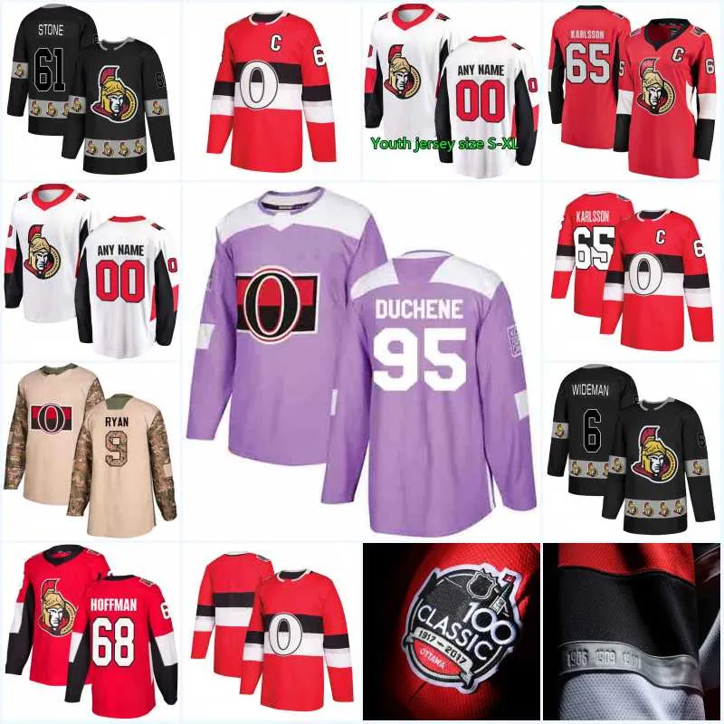 Neue Saison Ottawa Senators Jersey 41 Craig Anderson 33 Mike McKenna 95 Matt Duchene 15 Zack Smith 89 Mikkel Boedker Eishockey-Trikots