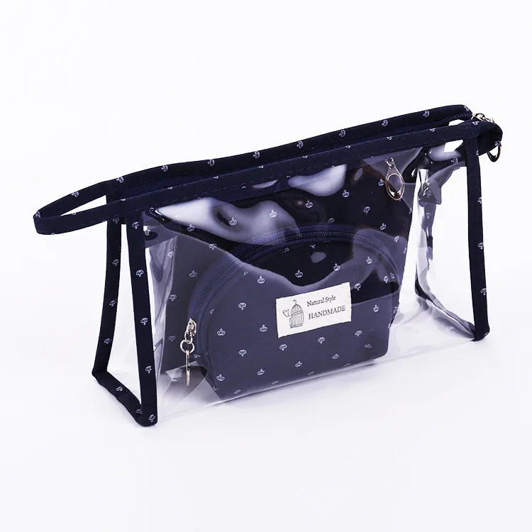 3pcs Set fermuarlı pembe makyaj çantası moda kozmetik tutucu parlak japonca deri ruj çantası seyahat tuvalet depolama çantaları