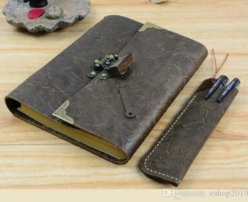 Nowy Hurtownie Silvermoon Prawdziwej Skóry Loose Liść Vintage Cowhid Diary z zamka Notatnik Notebook Office School Supplies Darmowa Wysyłka