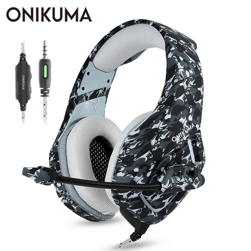 ONIKUMA K1 Casque Camouflage PS4 Headset with Mic Stereo Gaming Headphones for Cell Phone New Xbox One Laptop PC 10pc/lot