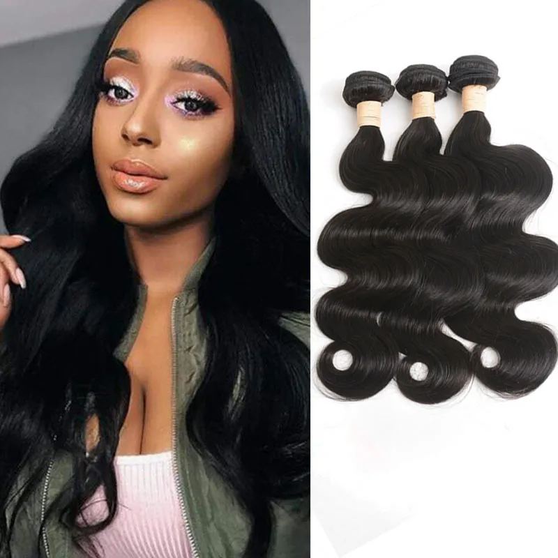 30-40inch Body Wave Peruvian 100% Human Hair Weaves Ruyibeuty Natural Color Remy Hair Products Dubbel Wefts