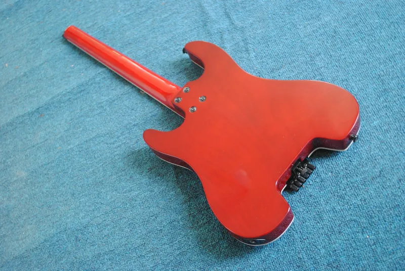 Frete Grátis vermelho 4 cordas NO Cabeça Elétrica Baixo sem cabeça Atacado guitarras