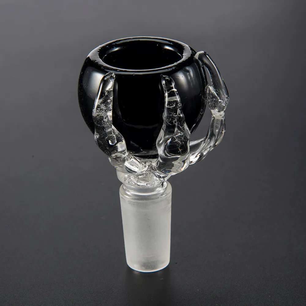 Bongs Water Pipes를위한 14mm 19mm 남성 조인트와 도매 드래곤 발톱 유리 그릇 허브 흡연 액세서리