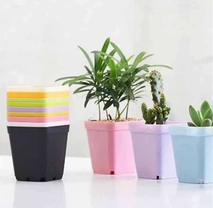 Mini pots de fleurs avec châssis pots de pépinière en plastique coloré planteur de fleurs pour décoration Gerden bureau à domicile plantation de bureau DHL SN260