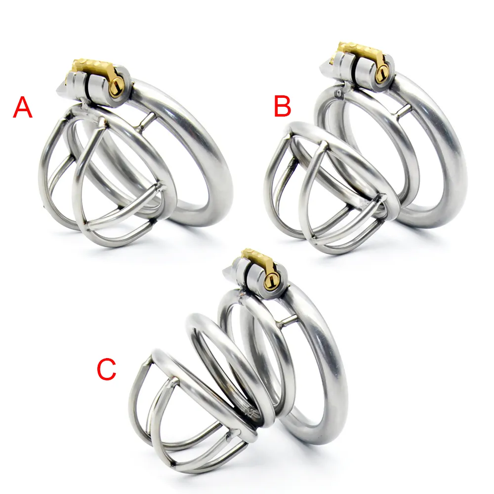 3 Styles Small Male Bondage Chastity belt Device Stainless Steel Cock Cage BDSM Fetish Sex Toys for men Cock Penis Ring Short Cage