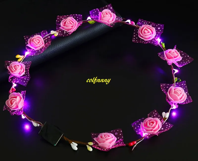 / Festa di nozze Lace 10 fiori Fascia Led Light Up Capelli Ghirlanda Hairband Ghirlande Garlands Ragazza natale natale