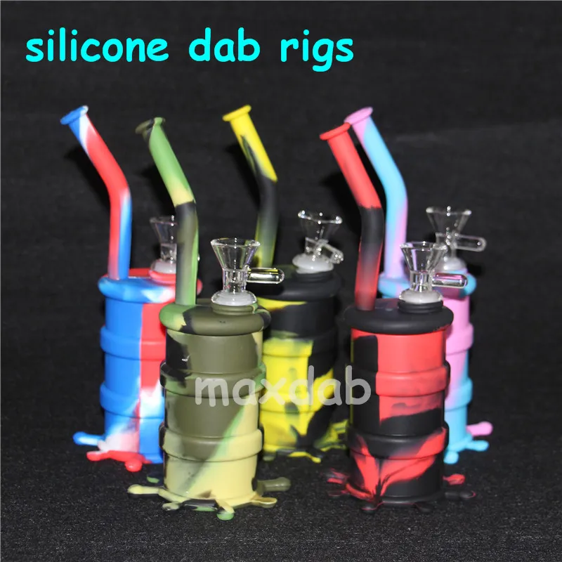 Silicone Rigs Dab Jar Bongs pipe Silicon Oil Drum water pipes bubbler bong9056591