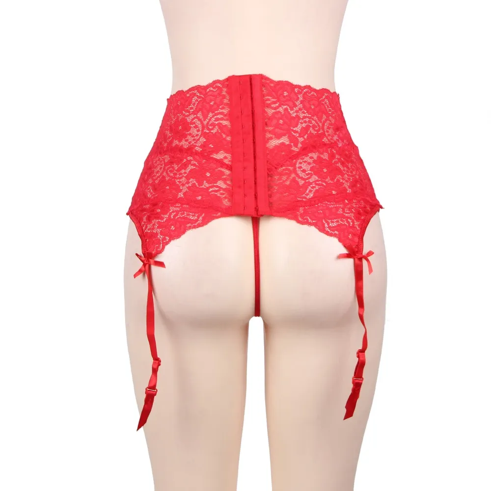 DESIGN - Nina - Reggicalze In Pizzo Nero Velato A Fiori Con Bordi A Festoncino