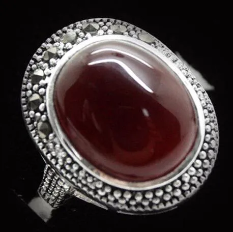 Fashion design ANELLO IN ARGENTO STERLING 925 JADEMARCASITE ROSSO Misura 7/8/9/