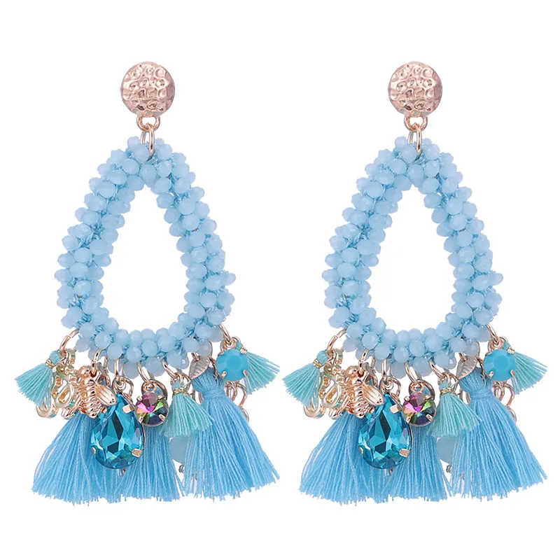 Crystal beads facted handmade drop earrings for woman oorbellen (13)