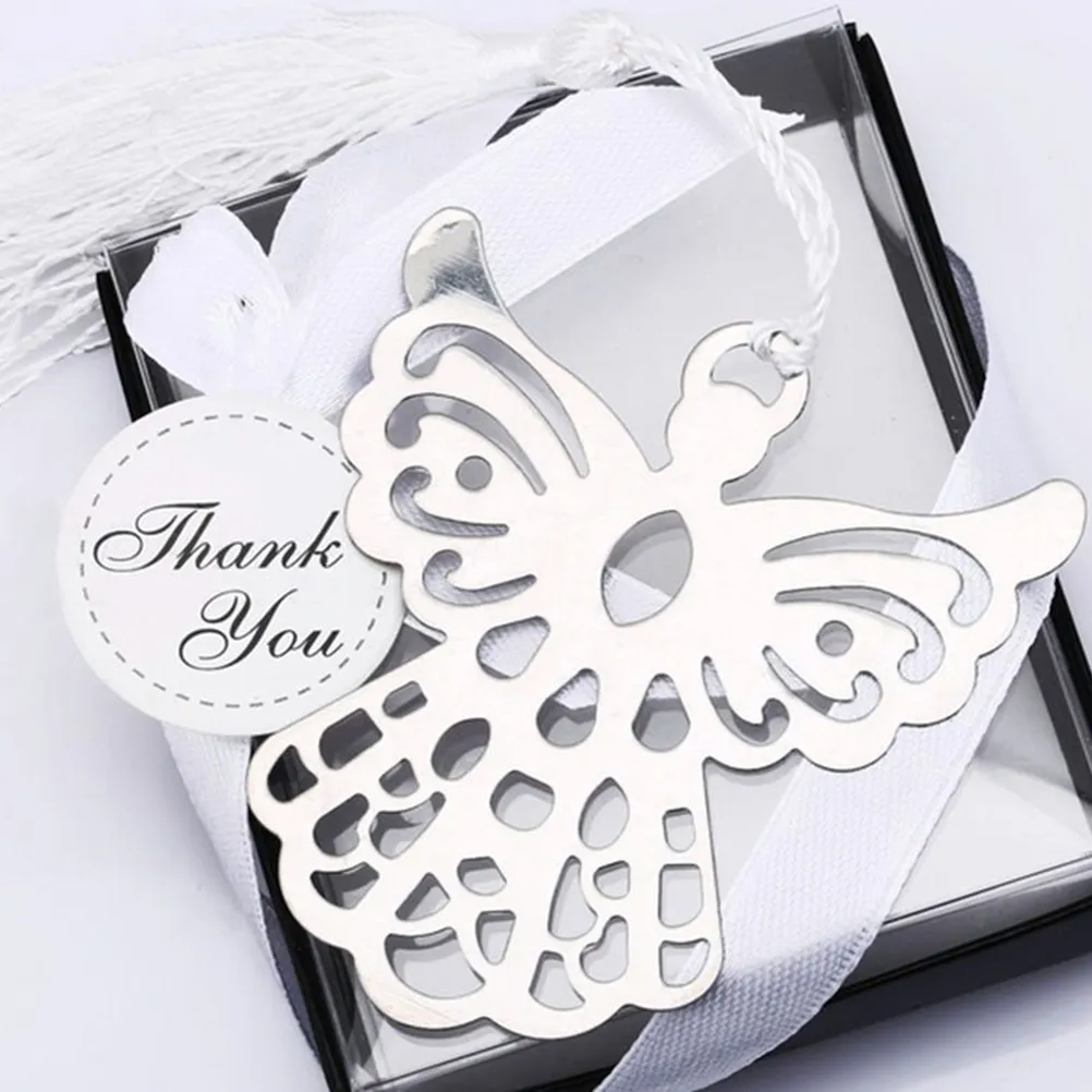 Bookmark White Ribbon Tassel Angel Bookmark Wedding Baby Shower Party Gunsten Geschenken voor boeken