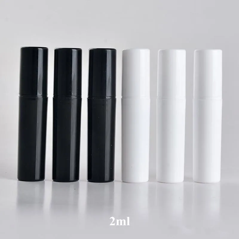 2 ml Örnek Taşınabilir Plastik Parfüm Şişesi Şeffaf Siyah Beyaz Renk Sprey Doldurulabilir Şişe Temizle Boş Küçük Şişeler 200 adet / grup