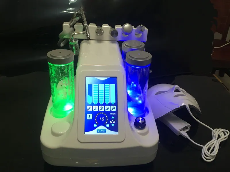 Portable 7 in 1 Hydra Microdermabrasion Water Hydra Dermabrasion BIO Ultrasound RF Cold Hammer Oxygen Spray PDT LED Facial Mask