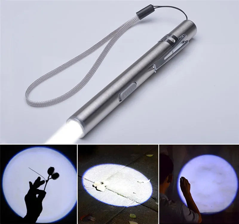 Blanc froid chaud blanc USB lampe de poche rechargeable Mini alliage d'aluminium Led ampoules stylo torche médicale ronde en forme de lune lumières