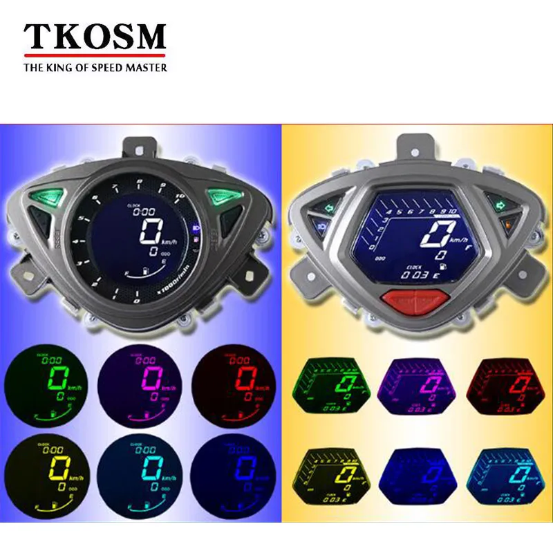 TKOSM 2018 Hot Venda LCD Velocímetro Odômetro motocicleta de scooter para Yamaha 100RSZ7 Velocímetro Universal Motocicleta 7 cores de fundo