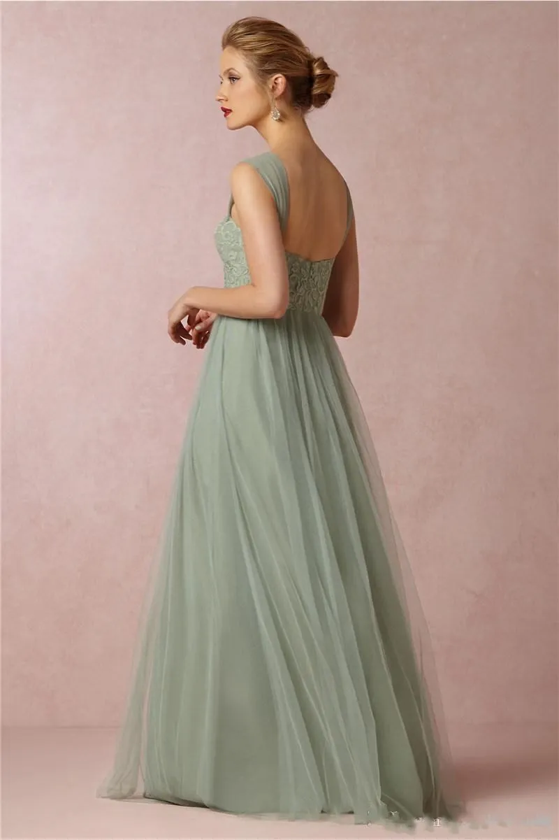 tulle sage green bridesmaid dresses Rori Tulle Cascade Maxi Dress Sage