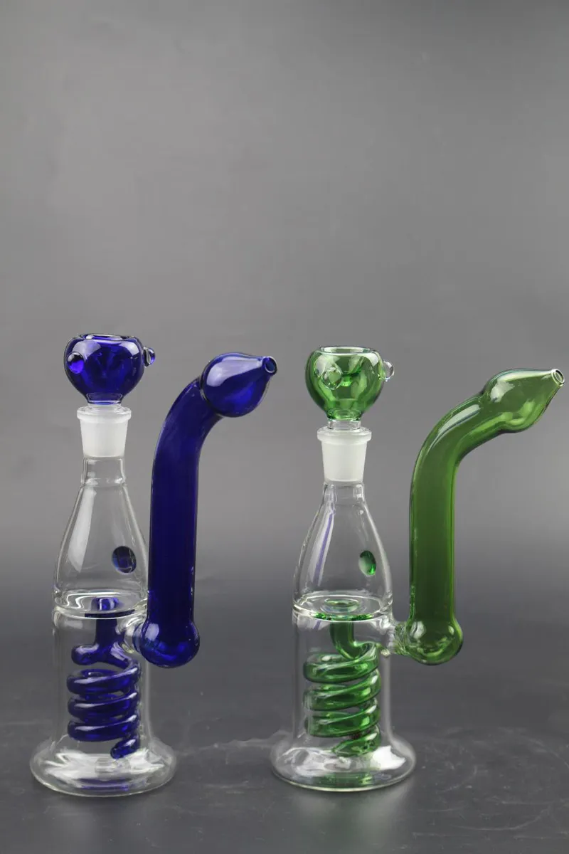 21cm Tall Spiral Tube Perc Ash Catcher Glass Water Pipe Smoking Oil Rigs in stock Glass Bong Hand Smoking Pipes