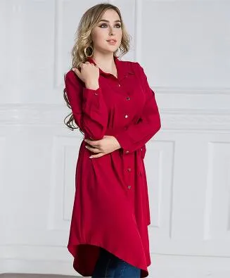 2018 Blusas De Camisa De Talla Grande M 6XL Moda Musulmana Turquia Blusa De Manga Larga Para Mujer Camisas Boton Irregular Malasia Camisa De Gasa Vestidos De 16 55 DHgate