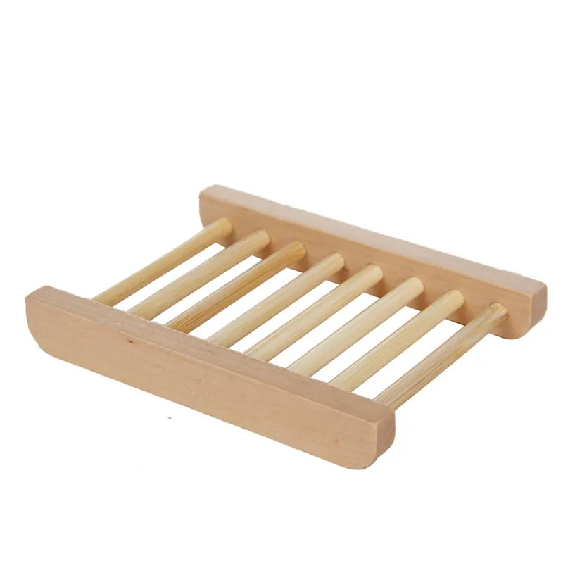 Natural Bamboo Wooden Soap Dishes Wood Soaps Tray Holder Storage Rack Plate Box Container for Bath Shower Bathroom 11.5*9cm HH7-833