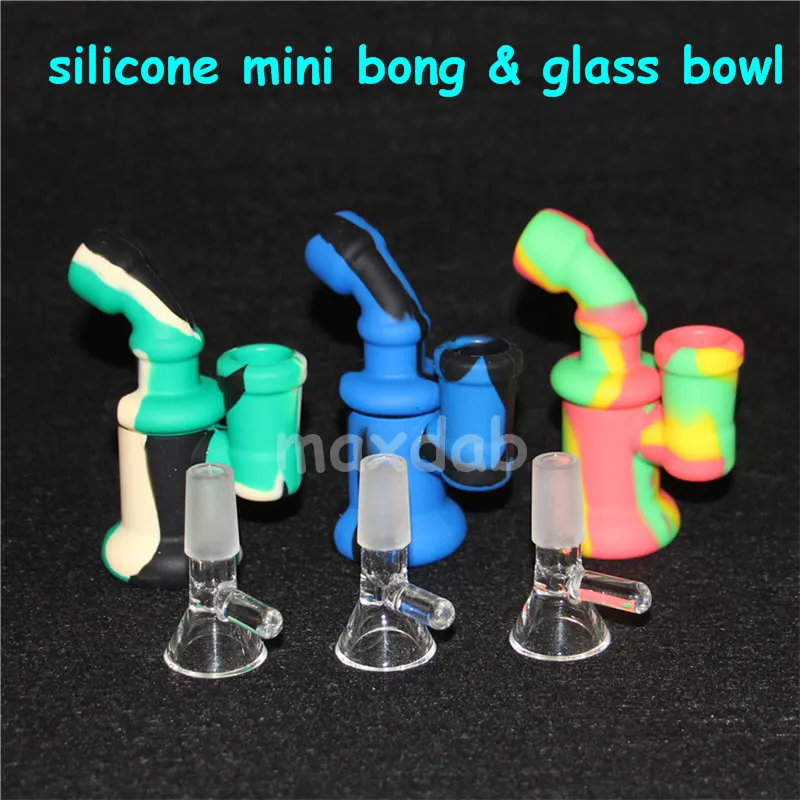 pipa da fumo Mini bubbler bong Kit di nettare in silicone senza cupola ti Nail nector oil rigs bong in vetro DHL