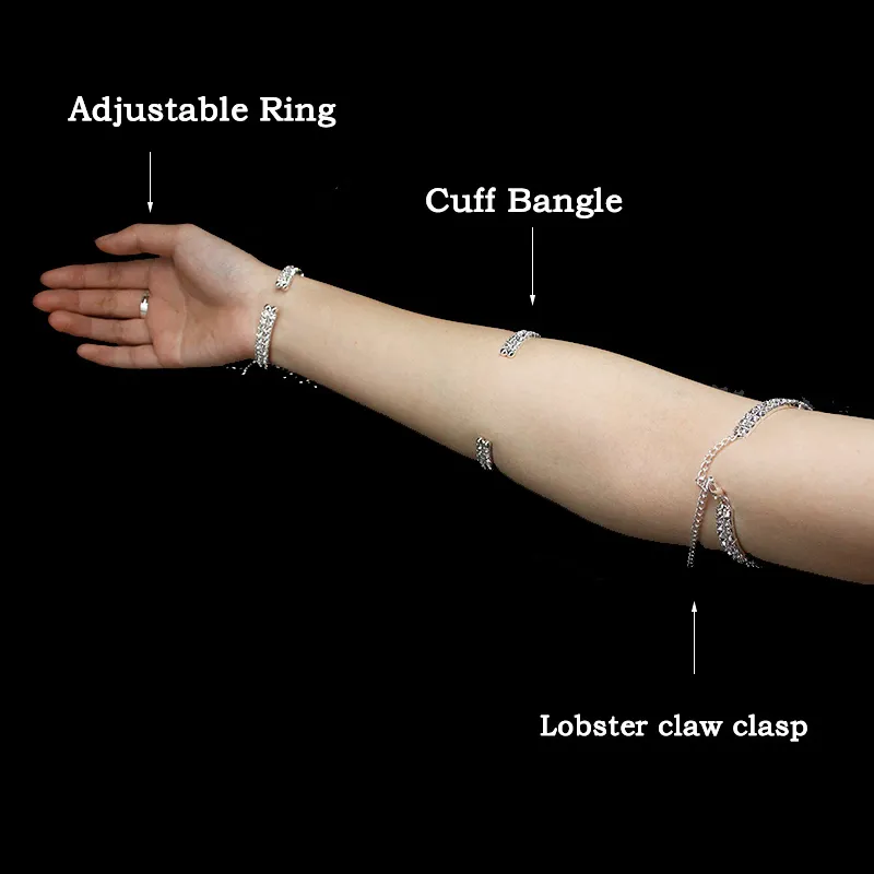 Stonefans Rhinestone Upper Cuff Armband Armlet Armelets Chain for Bridal Long Armband Crystal Wedding Armband Bangles Women2900230