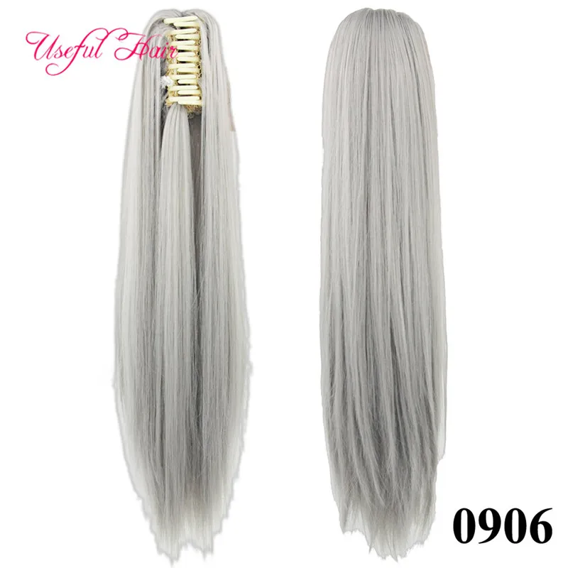 Ombre Walentynki Prezent Ponytail Claw Clip Hair Extension Syntetyczne Przedłużanie Włosów Pony Ogon 24 '' Prosty Klipsy syntetyczne w przedłużeniu