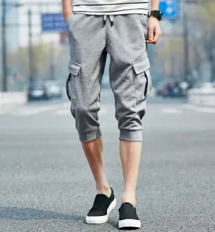 Hommes Sport Capris Pantalon D'été Harem Shorts Poches Athlétiques Shorts Jeunes Garçons Adolescent Vêtements Livraison Gratuite