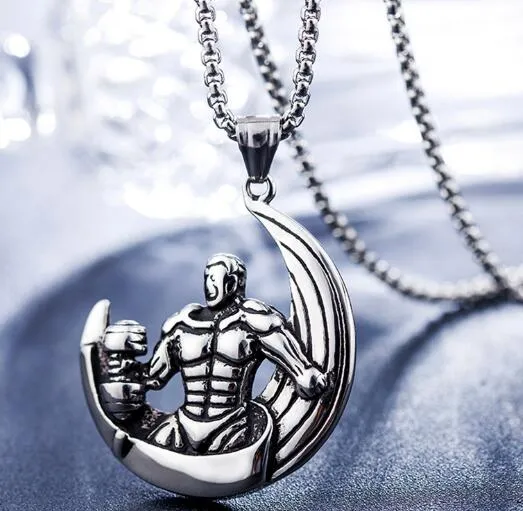 free shipping Europe and the United States men's stainless steel lifting iron dumbbell pendant titanium steel giant fitness hanging decorati