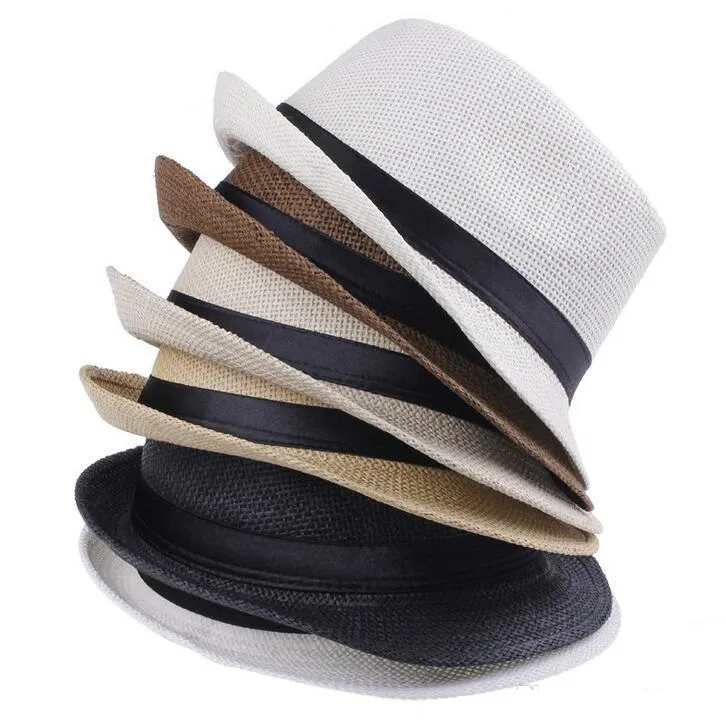 Mens Straw Beach Hats Soft Panama Hat Lightweight Outdoor Stingy