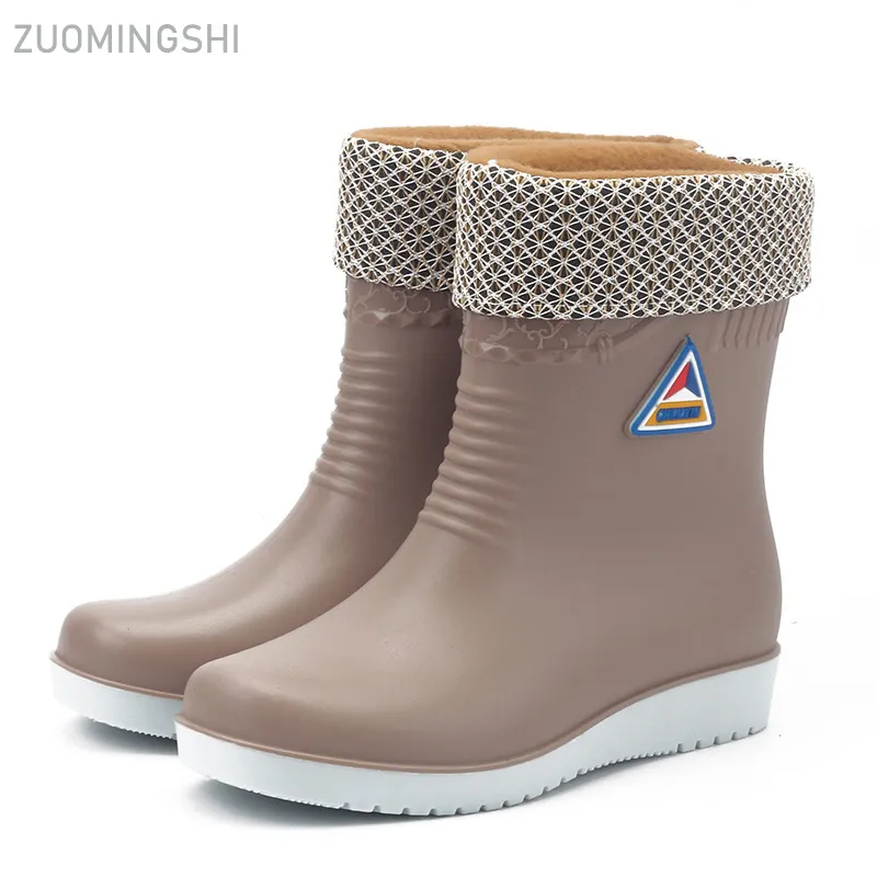 Winter Warm Rain Boots Women Waterproof Boots Car Wash Shoes Fashion