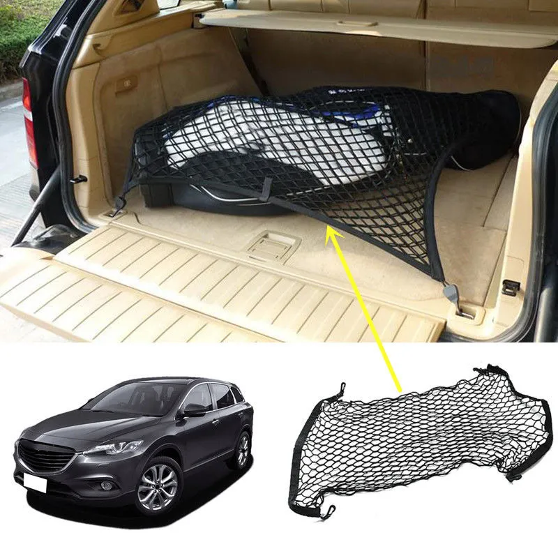 Pour Mazda CX-9 Voiture Auto véhicule Noir Coffre Arrière Cargo Bagages Organisateur De Stockage En Nylon Plaine Vertical Filet De Siège