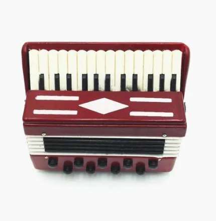 New 1:12 Dollhouse Wooden Accordion Miniature Learning Education Collection Musical Instrument Accessory Creative Gift Kids Toy