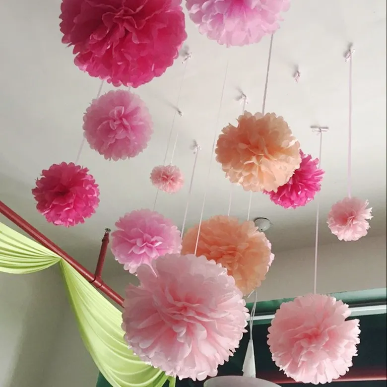 10cm 15cm 20cm 25cm 결혼식 훈장 종이 Pompoms 4 6 8 10 인치 공 집 훈장 조직 생일 훈장