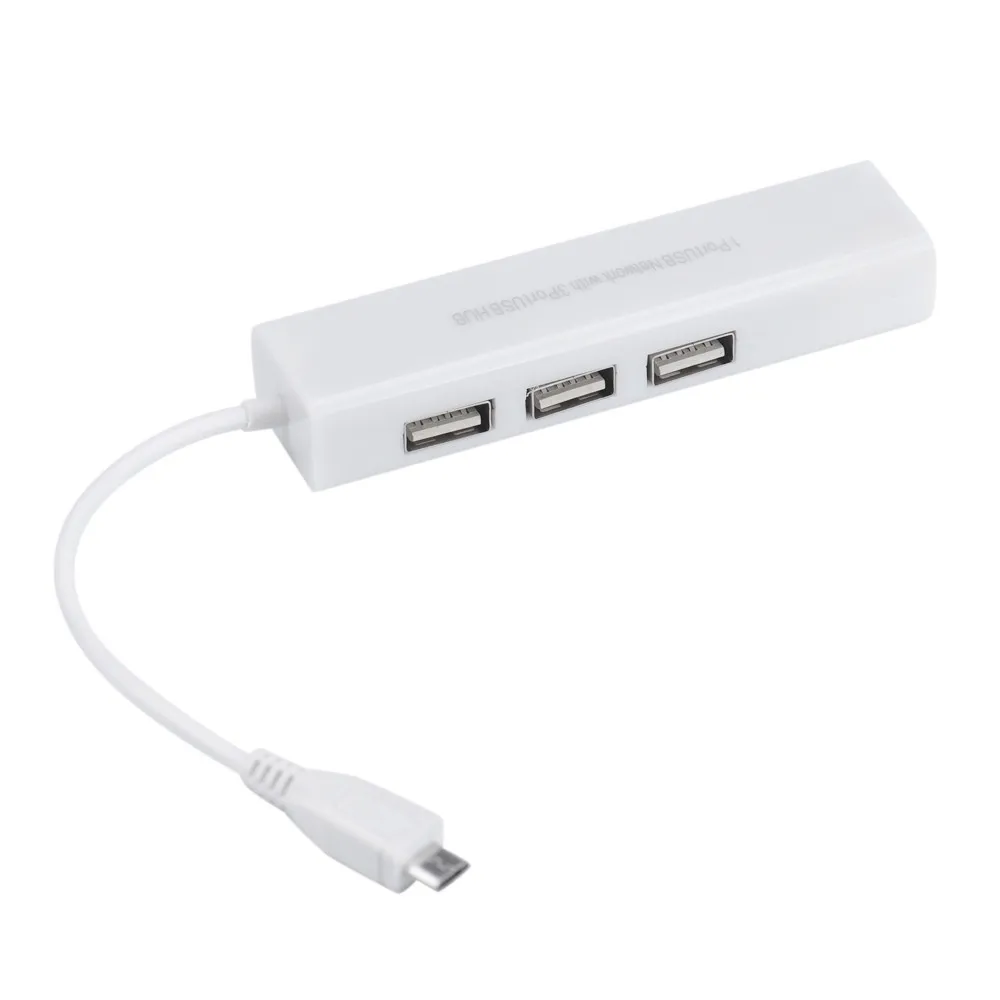 Adattatore da micro USB a rete LAN Ethernet RJ45 con adattatore HUB USB 2.0 a 3 porte