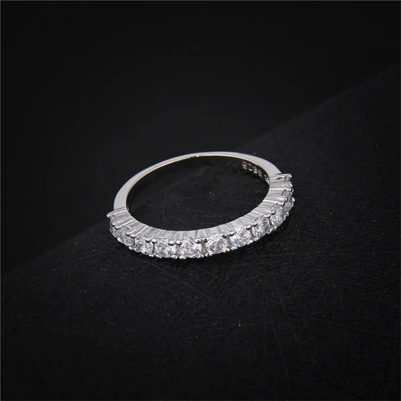 Yhamni echte solide 925 sterling zilveren ring luxe cubic zirconia trouwringen voor vrouwen witte kristallen vinger ringen maat 5-10 jr144