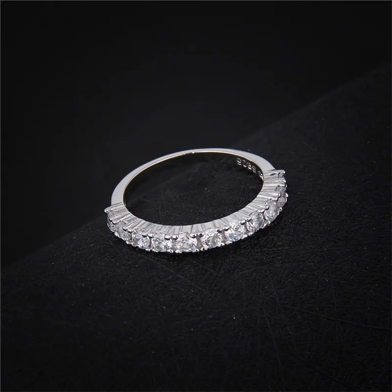 Anillo de plata de ley 925 sólida auténtica YHAMNI, anillos de boda de Zirconia cúbica de lujo para mujer, anillos de dedo de cristal blanco, tamaño 5-10 JR144