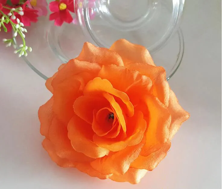 artificial rose flower heads 3.9 in fabric silk for DIY decor wedding ...
