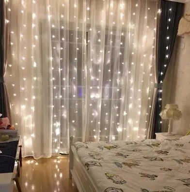 220V Perde Işık 3 3m LED String Peri Festivali El Düğün Partisi Işıkları Noel Backgroud 307f