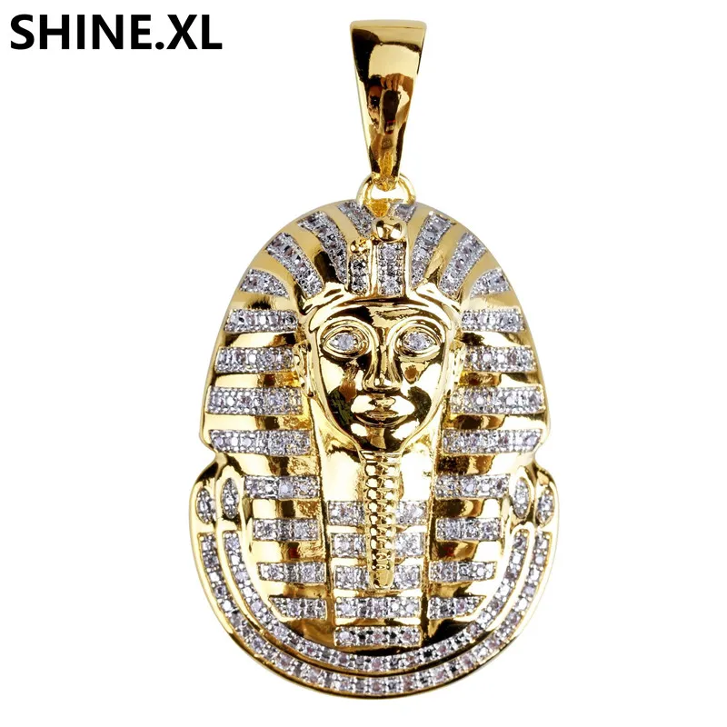 Hip Hop Bling Smycken Micro Pave Zircon Egyptiska Farao Hängsmycke Necklace Classic Forntida Ornament Halsband för Man