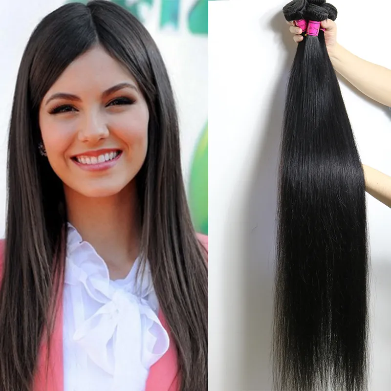 Venda direta da fábrica Pacotes de cabelo virgem brasileiro em linha reta 28 30 32 3 3 36 38 40 polegadas de comprimento 100% não transformados extensões de cabelo humano wefts