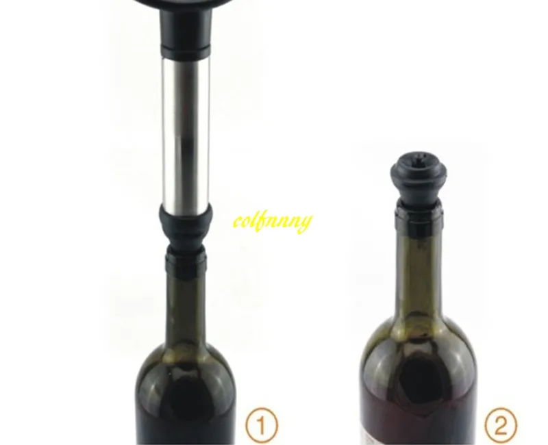 50 jogos / lote Reutilizável Garrafa De Vinho Vacuum Saver Sealer Preserver Bomba de rolha de vinho Com 2 Stoppers Para Bar Ferramentas Com caixa de varejo
