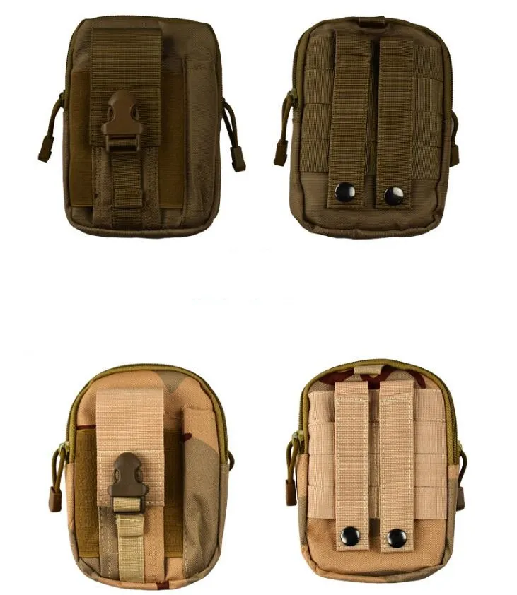 Sac de sport de plein air universel, étui tactique militaire Molle, sacs de ceinture de hanche, portefeuille, pochette, étui de téléphone, support avec fermeture éclair, poche banane