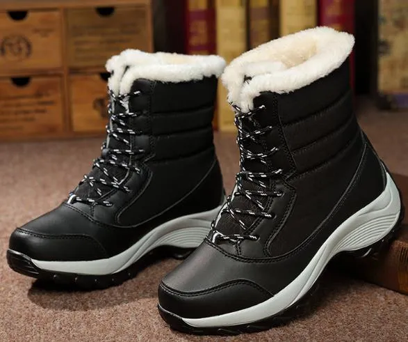 Women Ankle Boots Warm Fur Winter Shoes Women Waterproof Snow