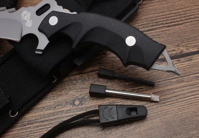 2018 new hunting knife hiking survival gear tools camping outdoor tools G10handle 8CR17MOV blade nylon bag sheath 