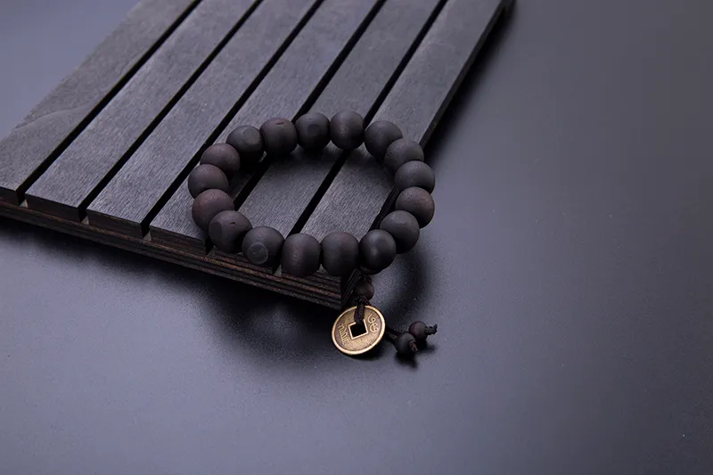 10mm grande grânulo de madeira preto cor marrom contas pulseira yoga meditação buda pulseira para homens acessórios de jóias artesanais pulsera