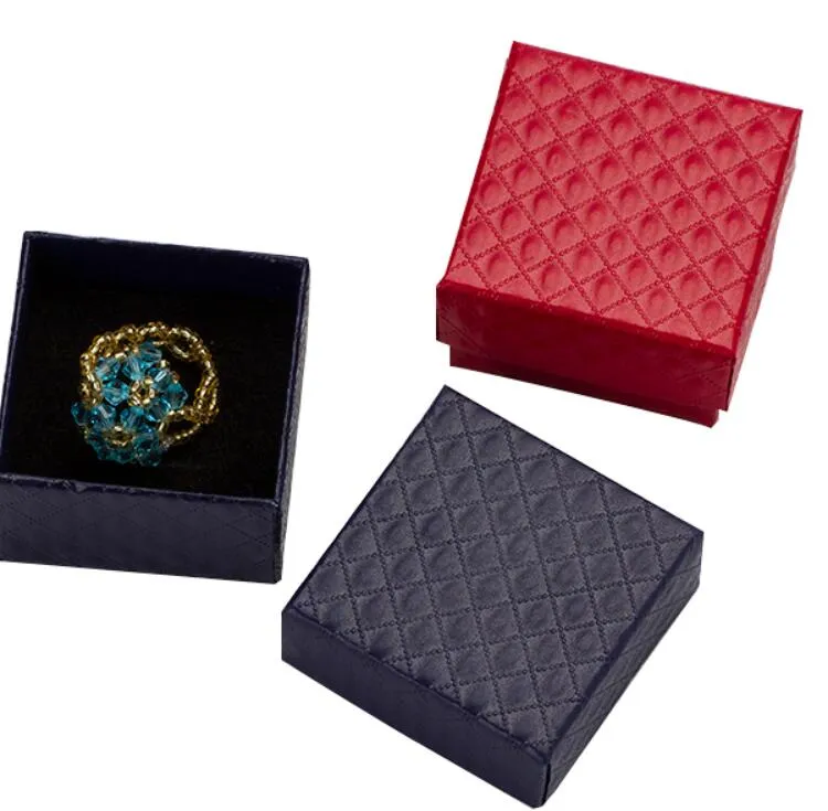 5*5*3cm Smycken Display Box 48stMulti Colors BlackSponge Diamond Patternn Pappersring/örhängen Box Förpackning Presentbox GA56