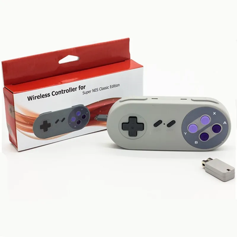 جهاز التحكم اللاسلكي لـ Super NES Mnini Classic Edition Purple Button 2.4g Wireless Gamepads استقبال SNES Mini Free DHL