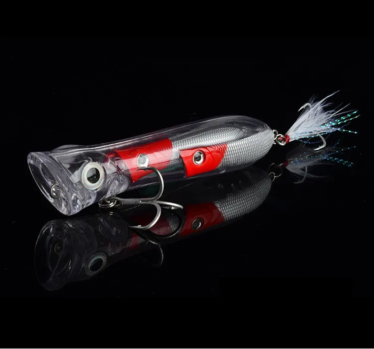 라이브 대상 현실적인 물고기 Musky Popper Lures 105cm 26g PS 페인트 개 걷기 레이저 수영베이스베이스 낚시 미끼 3534853